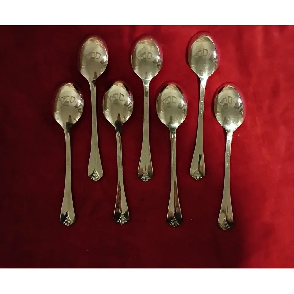 7 Soup Spoons Farberware BAYPORT Stainless Flatware Silverware Replacement 7.25